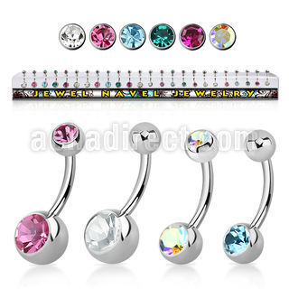 dabnc 316l steel belly banana with 8 5mm bezel jewel ball