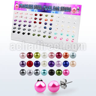 dacb102 display acrilico 36 pares piercings oreja perlas falsas acero inoxidable 5mm 8mm distribuidor mayorista