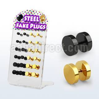 dacb106 board of black gold anodized 316l steel fake plugs