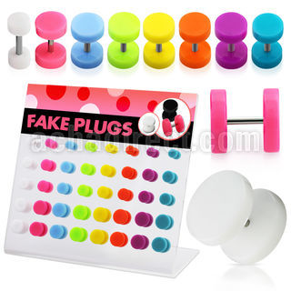 dacb114 board of 40 pcs acrylic illusion fake plug w o o ring