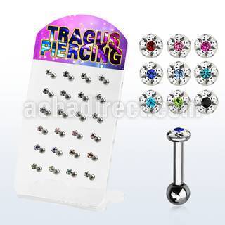 dacb118 pequeno display 24 barbells tragus acero quirurgico 3mm cristal ferido claros punto color centro bola 3mm 6mm 8mm distribuidor