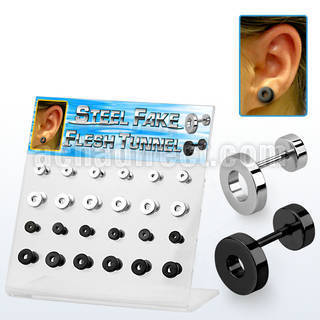 dacb135 display acrilico 24 dilataciones tunel falsas acero quirurgico pvd brillo espejo 6mm 8mm venta