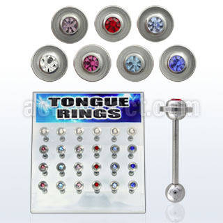 dacb14 board of 316l tongue barbell with saturn ring ball