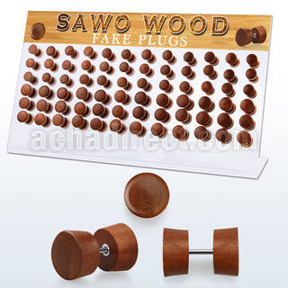 dacb167 display w 72 fake sawo wood plugs  size 8mm 10mm