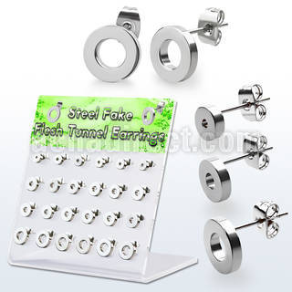 dacb192 display w 316l steel fake flesh tunnel ear stud