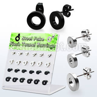 dacb195 display w mix 316l steel fake flesh tunnel ear stud