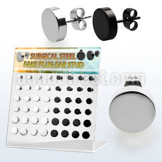 dacb199 display 24 pares piercings oreja plugs falsos acero 316l brillo espejo anodizado negro distribuidor