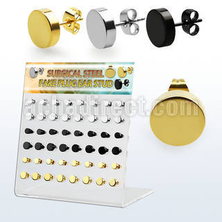 dacb200 display 24 pares piercings oreja plugs falsos acero 316l brillo espejo anodizado negro dorado 6mm 8mm distribuidor