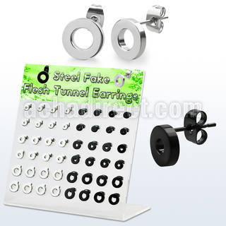 dacb201 display w mix 316l steel fake flesh tunnel ear stud