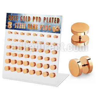 dacb213 display 48 plugs falsos acero 316l anodizado oro rosa anillo goma distribuidor mayorista