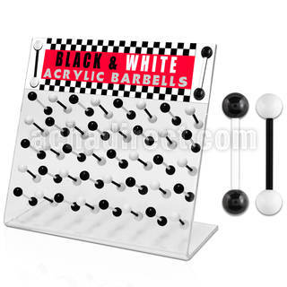 dacb53 board of b w flex acrylic tongue barbell w acrylic ball