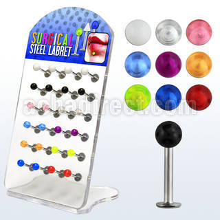 dacb72 pequeno display 24 labrets acero quirurgico bolas uv 3mm 8mm distribuidor mayorista