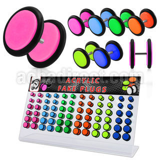 dacb89b board of assorted color acrylic uv fake plug with o ring