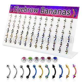 dacb93 board of 316l steel eyebrow banana w ball cone
