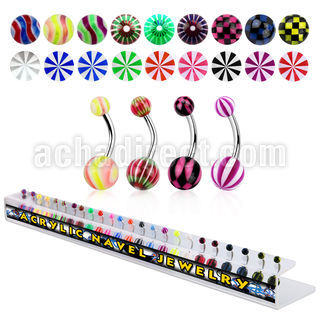 dambn4 316l steel belly banana with assorted style acrylic ball