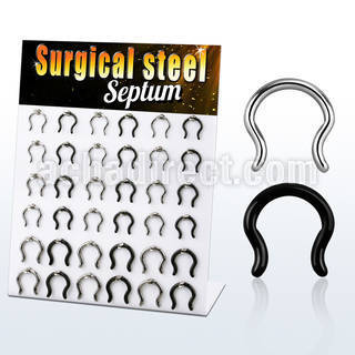 dapg176 display 36 retainers septum acero 316l pvd negro brillo espejo campana hacia fuera 2 al por mayor