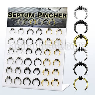 dapg182 board with 36 pcs. of black gold steel septum pincher