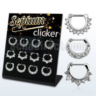 dapg183 board with 12 pcs of crystal studded septum clickers