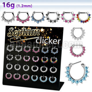 dapg184 board with 24 pcs of crystal studded septum clickers