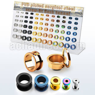 dapg187 display w pvd plated 316l steel screw fit flesh tunnels