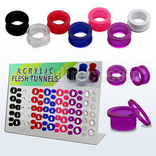 dapg40 board of assorted colored acrylic screwfit flesh tunnel