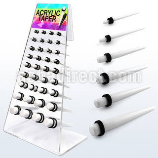 dapg46b display 36 expansores acrilico blanco anillos goma dobles 1 venta