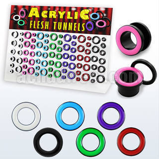 dapg59 board of 6 16mm acrylic screwfit tunnel with color rim