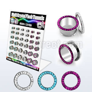 dapg63 display 36 dilataciones tunel acero quirurgico multi cristal claros fucsia aguamarina ferido 4mm 12mm. venta