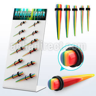 dapg89 display 12 tapers acrilicos patron arcoiris anillos goma 3mm 10mm distribuidor