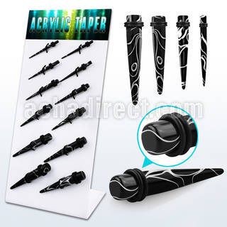 dapg90 display 12 expansores acrilico negro remolino marmol blanco anillos goma dobles 3mm 10mm venta