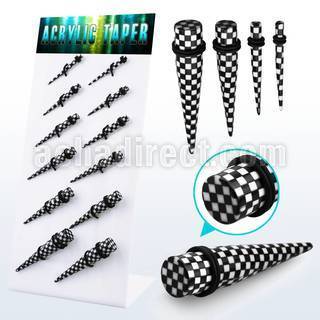 dapg94 board of b w checkered acrylic tapers with rubber o ring