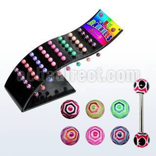 dbbdx1 316l steel tongue barbell with spider web acrylic ball