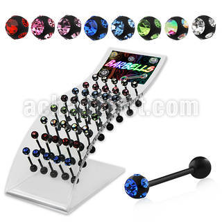 dbbtc3b display 40 barbells lengua acero quirurgico pvd bola multi joya 6mm bola acero 6mm 16mm mayorista