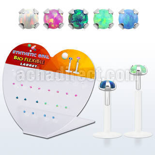 dbilpo25 display acrilico corazon 27 labrets bio flexibles transparentes plateada presion opalo 2 5mm distribuidor