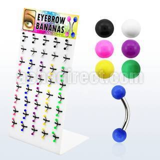 dbjmx10 display 40 bananas ceja acero quirurgico bolas 3mm colores solidos lisos 8mm distribuidor mayorista