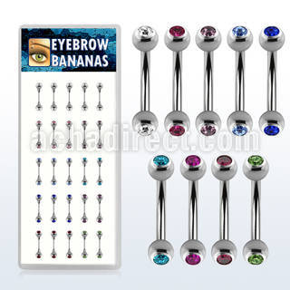 dbnem7 caja 25 bananas ceja acero quirurgico bolas joya engasta bisel 3mm 8mm al por mayor