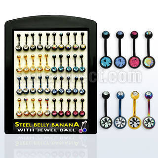 dbntj pvd plated 316l steel belly banana w 5 8mm bezel ball