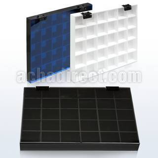 dcs30p vitrina vacia piercings 30 compartimentos 3 2cm x 3 2cm. cubierta clara azul claro al por mayor