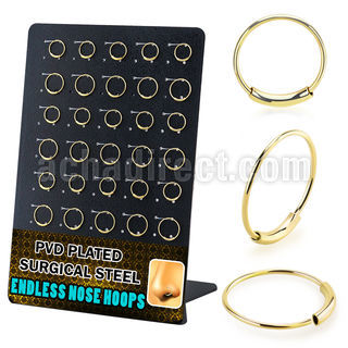 dend2 gold pvd 316l steel endless nose rings display 30
