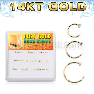 dg14nh3 box w 9 pcs. of solid 14k gold fake nose clips 