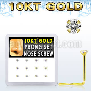 dgisc17 box w 12 10k gold nose screws w 2mm round clear czs
