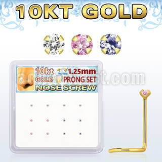 dgisc23 box w 10kt gold nose screws w 1.25mm round cz 