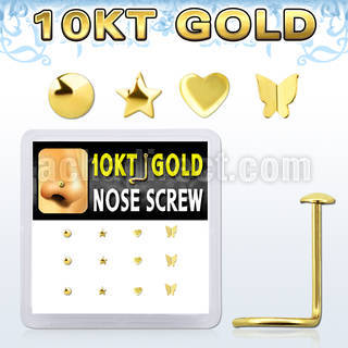 dgisc4 10kt gold nose screw with assorted shaped tops
