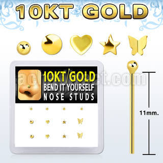 dgiys16 box w 10kt gold bend it nose screws w special shape cz