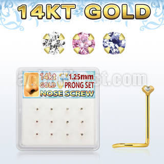 dgsc23 caja 12 piercing nariz l oro 14 kts 0 6mm zirconia redondas colores 1 25mm al por mayor