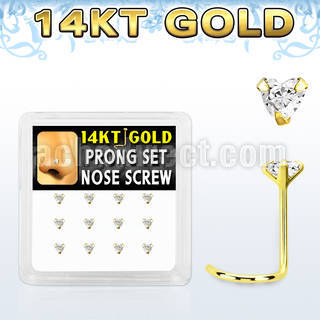 dgsc5 caja 12 piercing nariz l oro 14 kts 0 6mm zirconita redonda corazon 3mm al por mayor