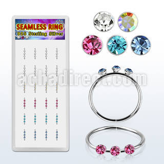 dhma9 display 24 aro continuo plata 925 tres cristal 1 5mm 10mm distribuidor mayorista