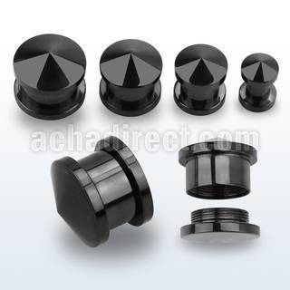dhtp dilatacion plug acero quirurgico anodizado negro rosca interna hueco punta 3mm 16mm venta