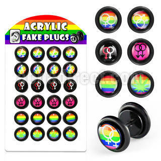 dilvg2 acrylic illusion fake plug with mixed logos o ring