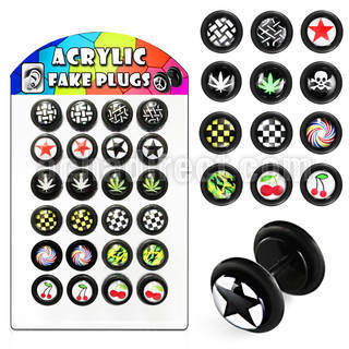dilvg3 acrylic illusion fake plug with assorted logos o ring